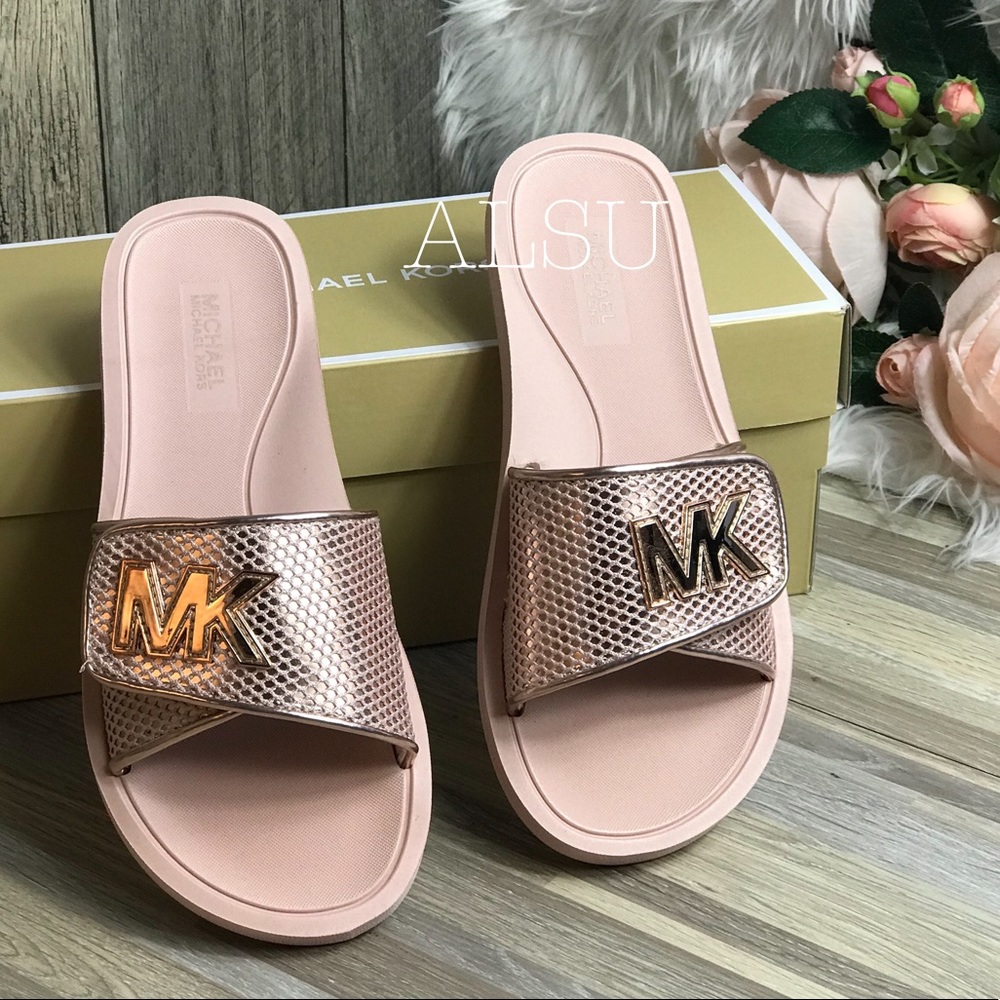 Michael Kors Palmer Slide Net Mesh Rose Gold W - Picture 3 of 8